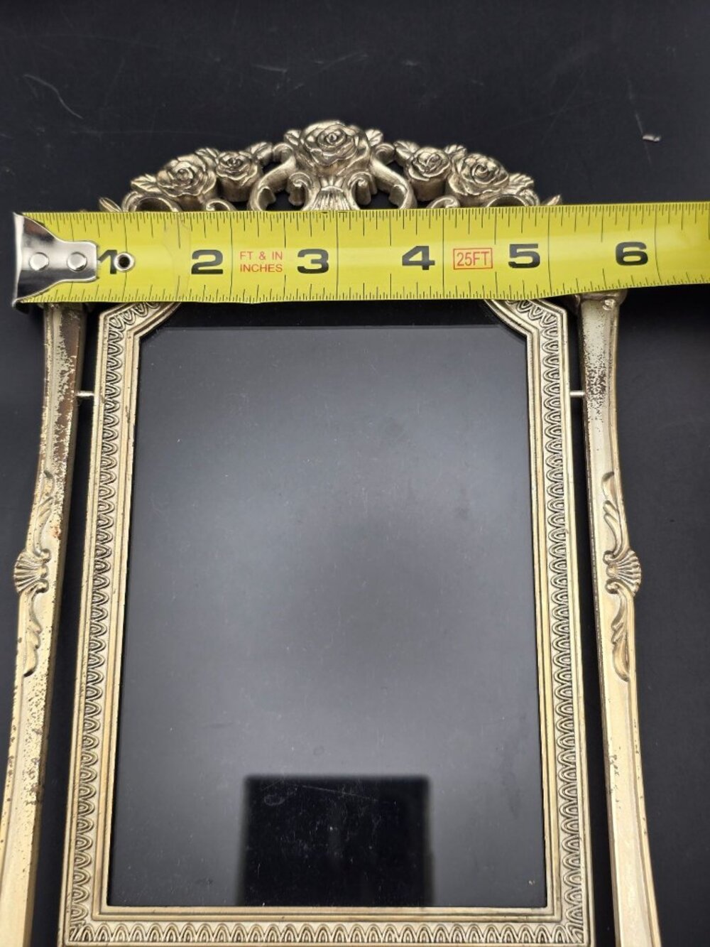 Vintage Victorian Metal Swing Picture Frame Ornate Rose Design - 8" x 5" READ - Picture 8 of 15